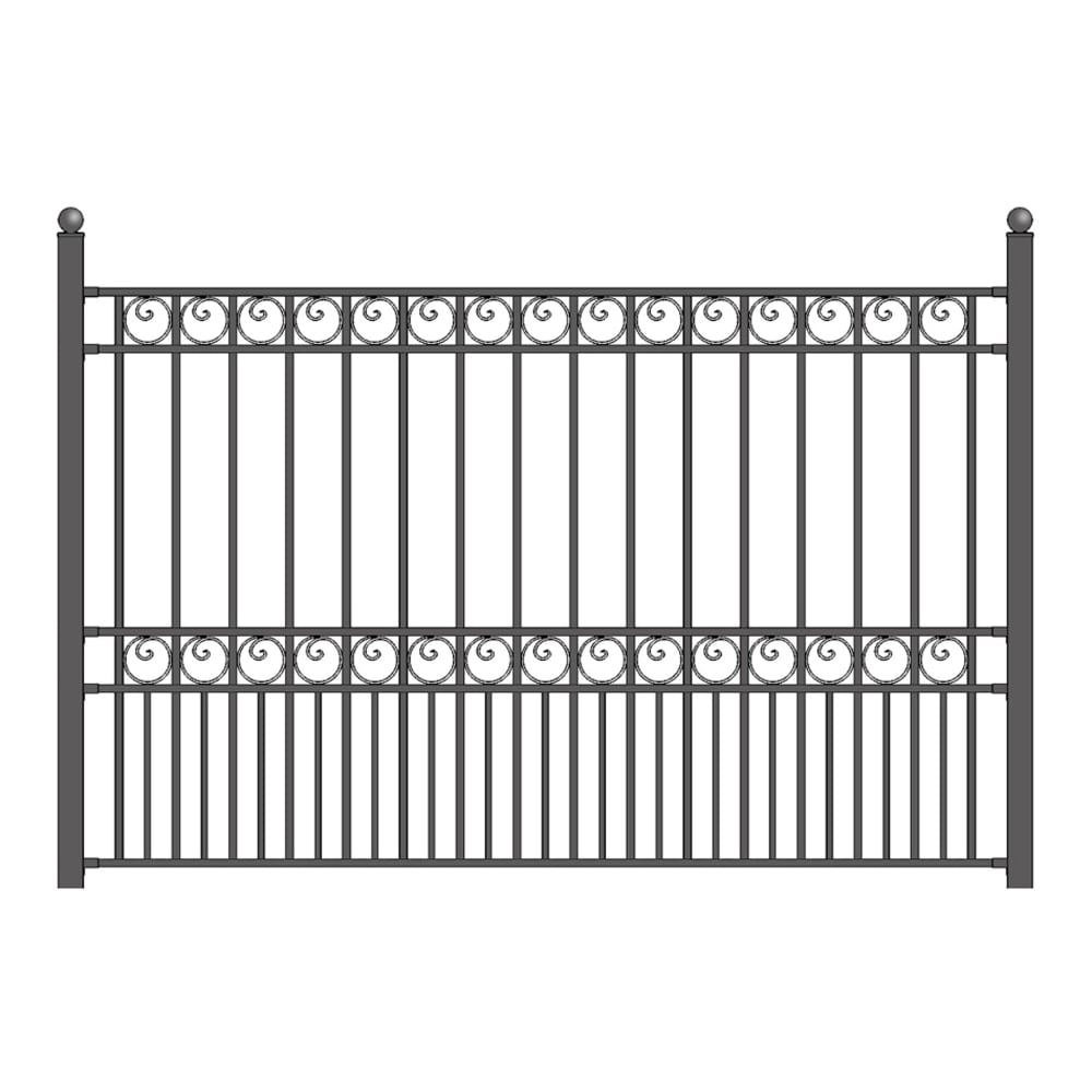 ALEKO Paris Style 5-ft H x 8-ft W Black Steel Decorative Metal Flat-top Yard Standard Fence Panel