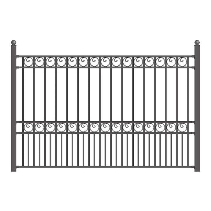 ALEKO Paris Style 5-ft H x 8-ft W Black Steel Decorative Metal Flat-top Yard Standard Fence Panel