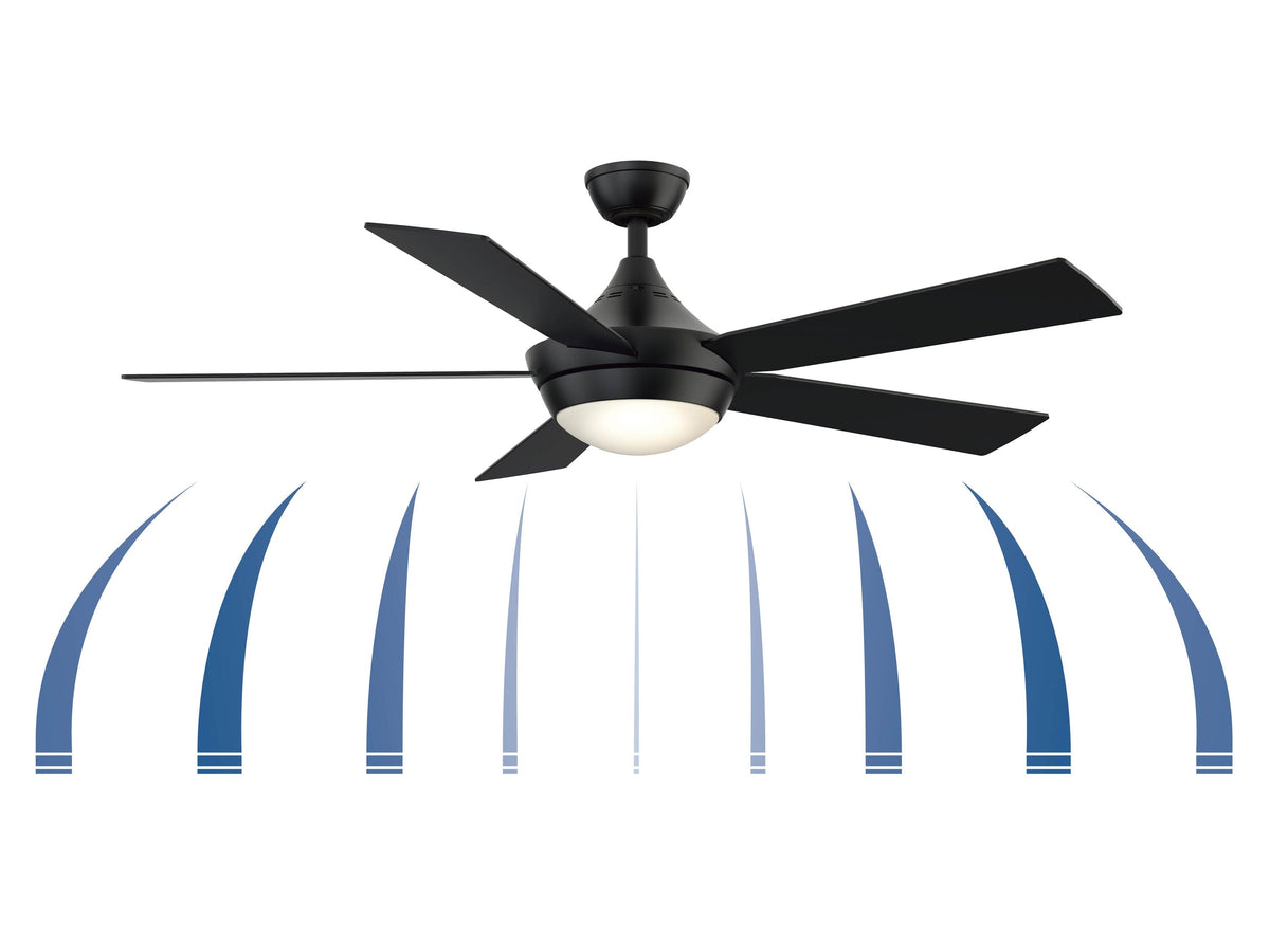 Fanimation Studio Collection AireDrop WiFi 52-in Black LED Indoor Smart Ceiling Fan with Remote (5-Blade)