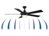 Fanimation Studio Collection AireDrop WiFi 52-in Black LED Indoor Smart Ceiling Fan with Remote (5-Blade)