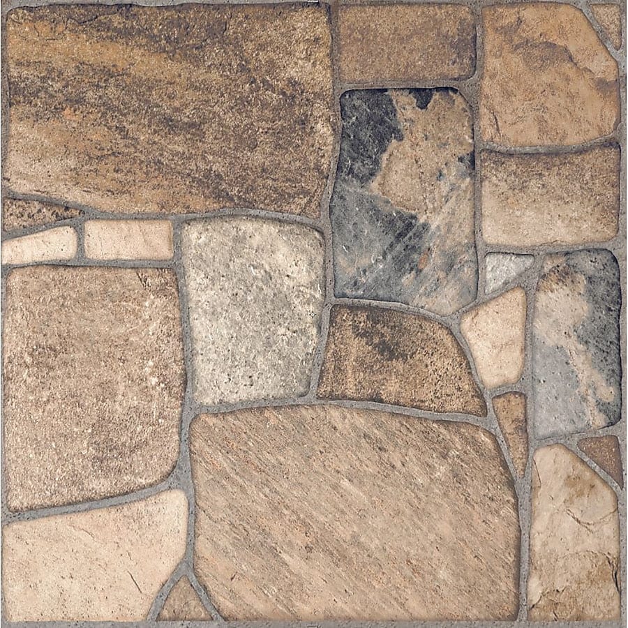 Style Selections Savestro Brown 17-in x 17-in Matte Ceramic Stone Look Floor and Wall Tile (2.08-sq. ft/ Piece)