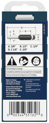 Bosch 3/8-in Carbide-Tipped Flush Trimmer Router Bit, 1/4-in Shank, 1/2-in Cut Length