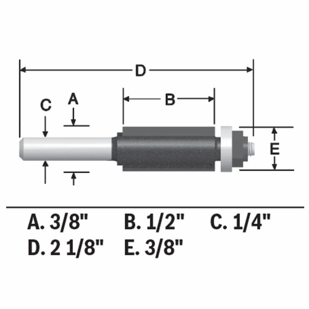 Bosch 3/8-in Carbide-Tipped Flush Trimmer Router Bit, 1/4-in Shank, 1/2-in Cut Length