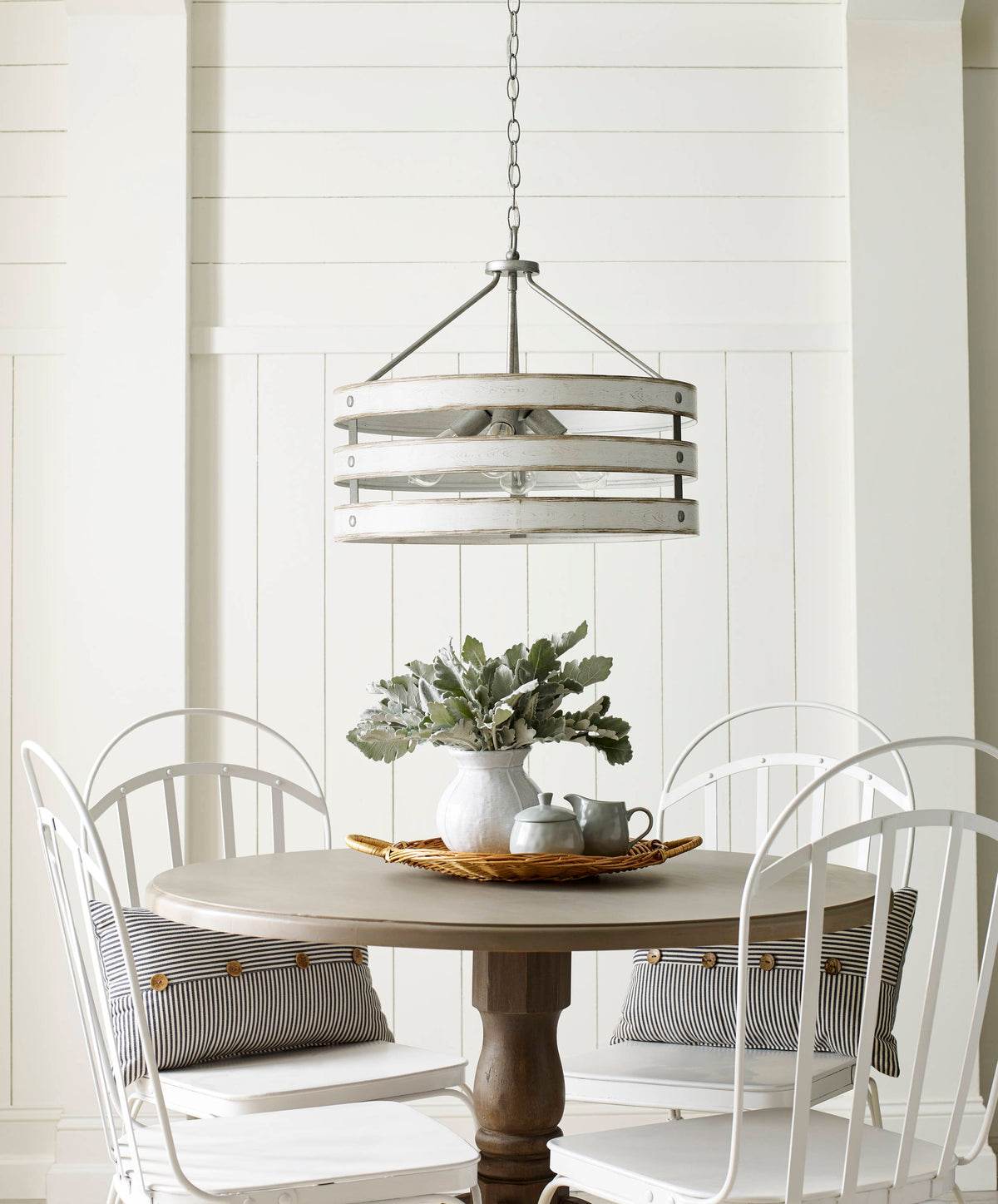 Progress Lighting Gulliver 4-Light Galvanized Farmhouse Drum Medium Hanging Pendant Light