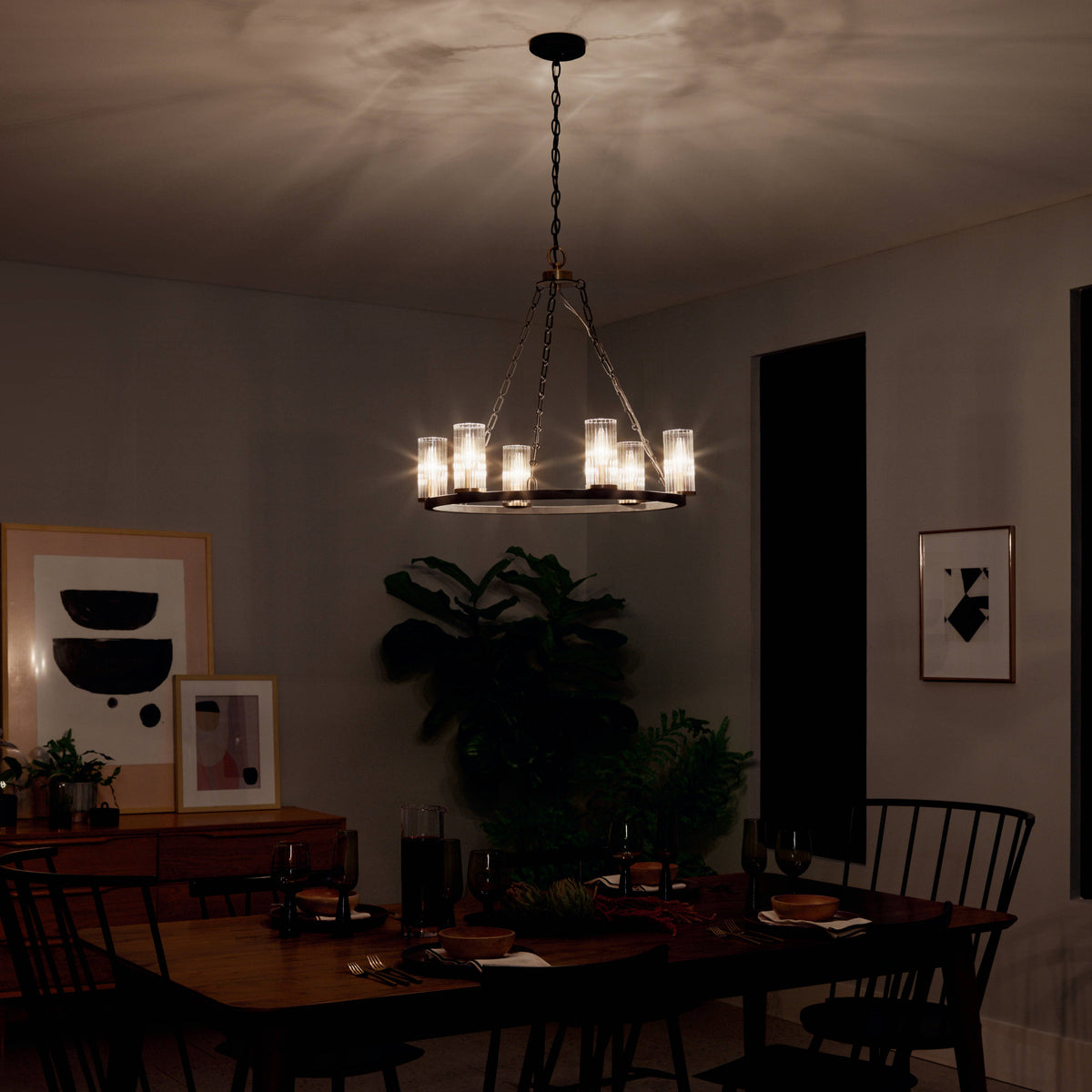 Kichler Mathias 6-Light Bronze Mid-century Chandelier