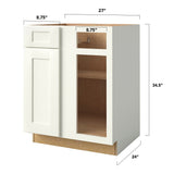 allen + roth Aveley 27-in W x 34.5-in H x 24-in D Linen Blind 1-Drawer Base Fully Assembled Cabinet (Flat Panel Shaker Style)