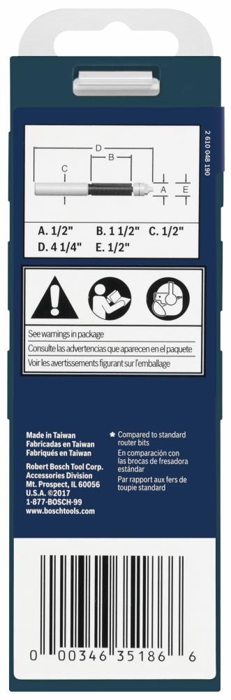 Bosch 1/2-in Carbide-Tipped Trimming/Template Router Bit, 1-1/2-in Cut Length, 1/2-in Shank