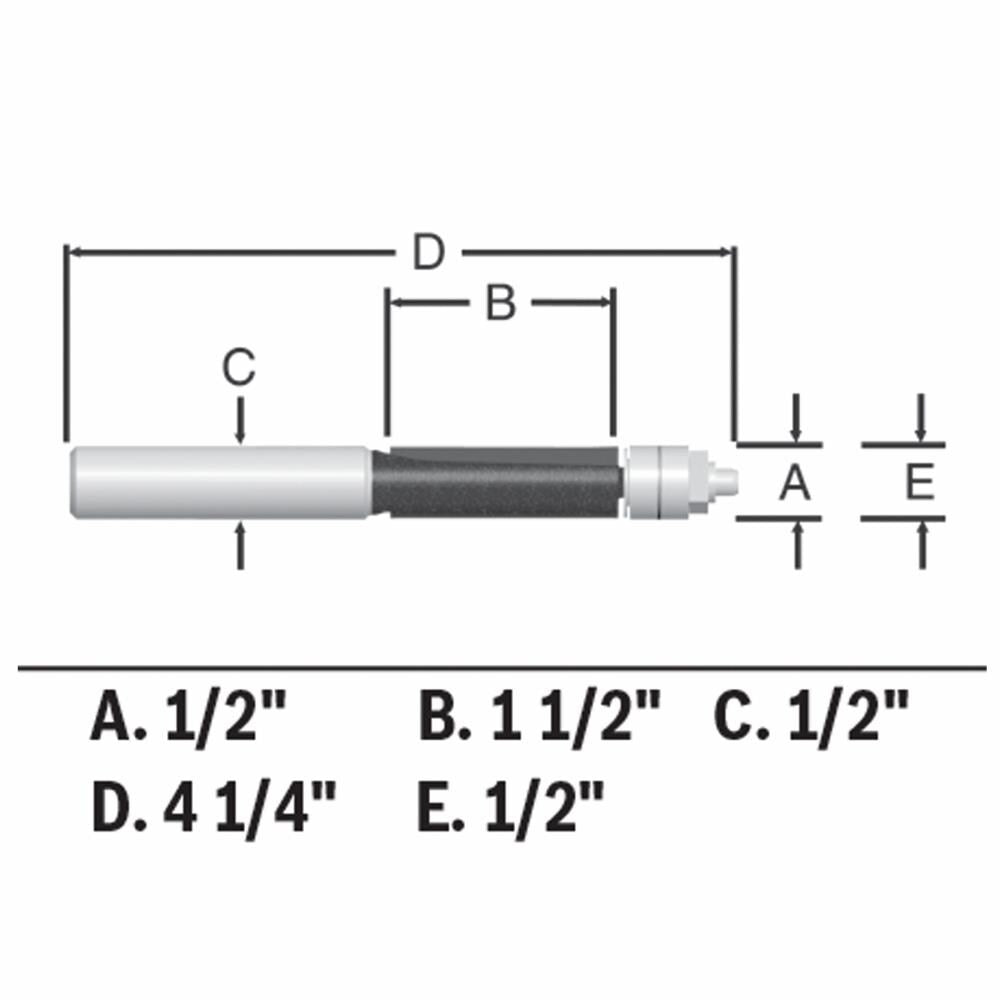 Bosch 1/2-in Carbide-Tipped Trimming/Template Router Bit, 1-1/2-in Cut Length, 1/2-in Shank