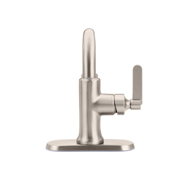 Delta Alux SpotShield Brushed Nickel 1-Handle Single Hole WaterSense Bathroom Sink Faucet with Drain