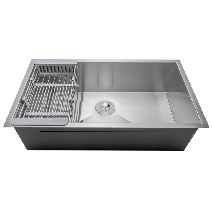 AKDY All-in-One 30-in x 18-in Brushed Stainless Steel Single Bowl Undermount Residential Kitchen Sink All-in-One Kit