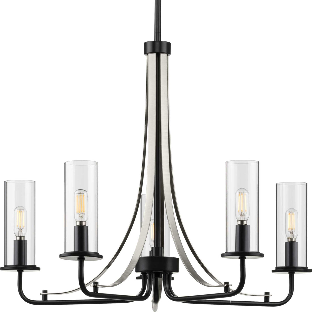 Progress Lighting Riley 5-Light Matte Black Traditional Chandelier