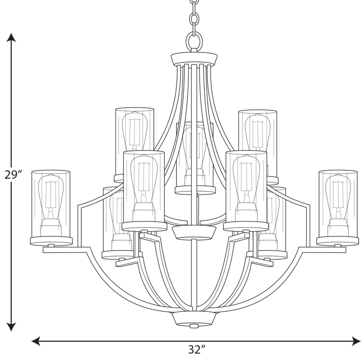Progress Lighting Lassiter 9-Light Matte Black Traditional Chandelier