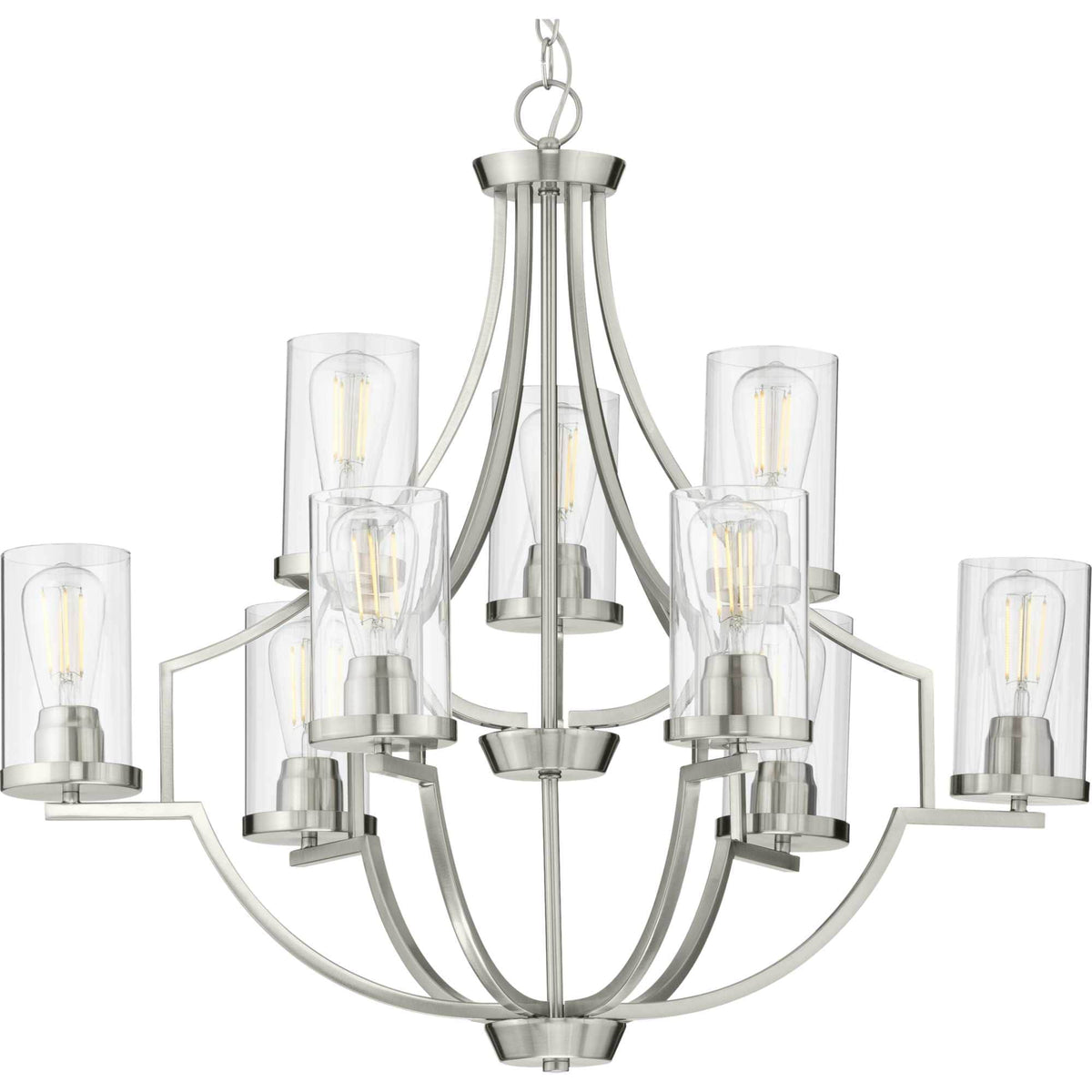 Progress Lighting Lassiter 9-Light Brushed Nickel Traditional Chandelier