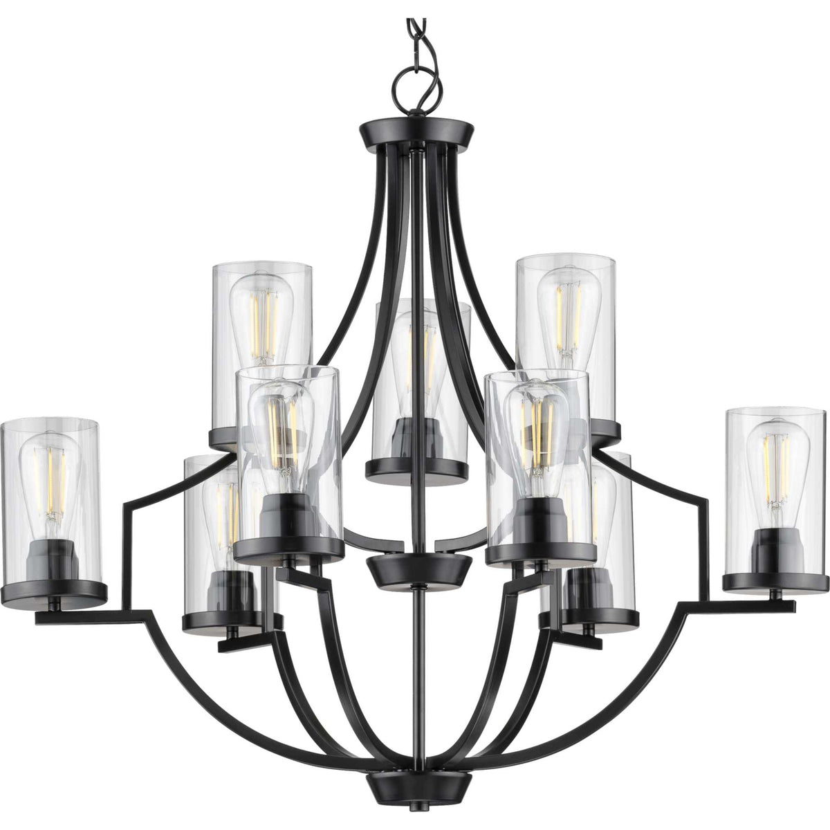 Progress Lighting Lassiter 9-Light Matte Black Traditional Chandelier
