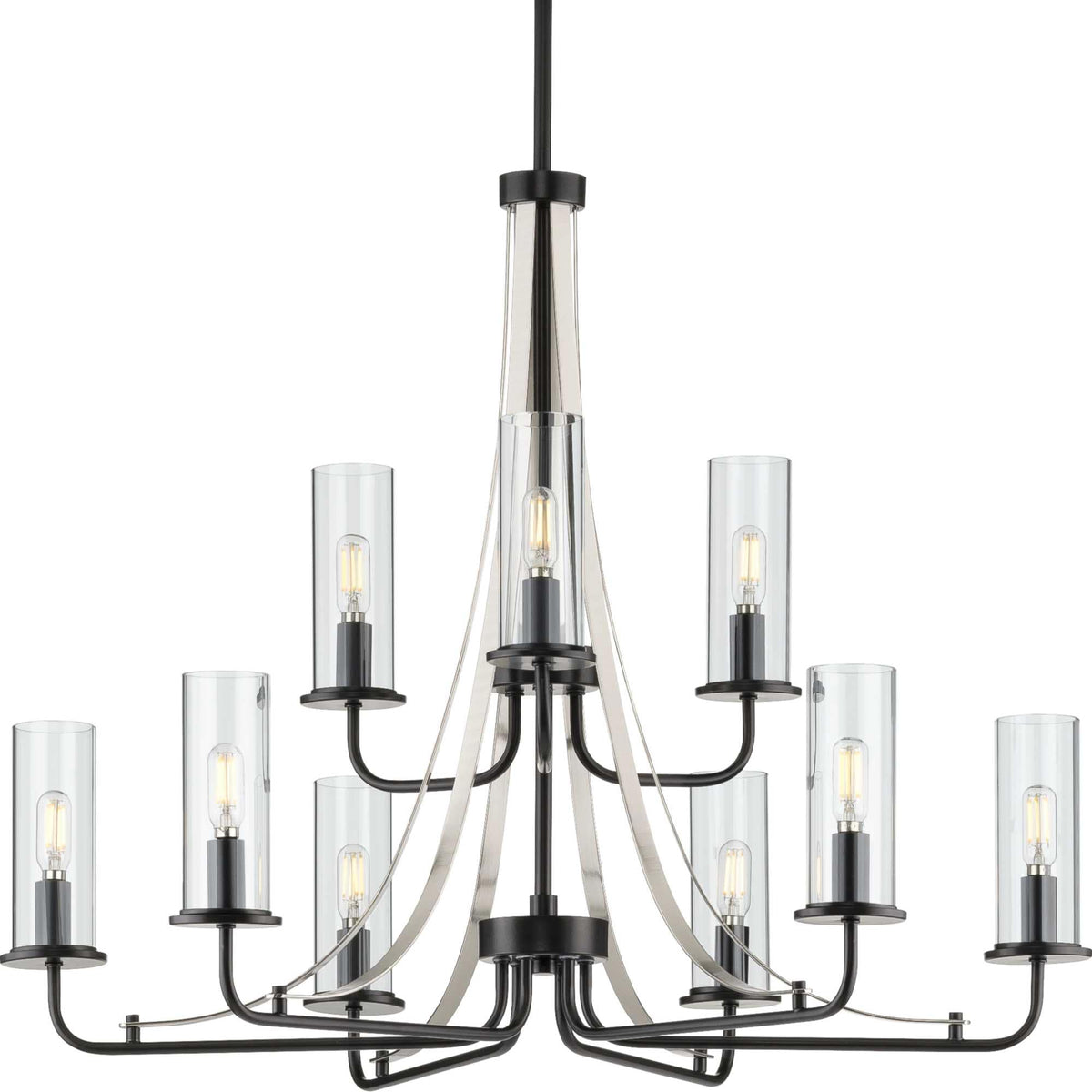 Progress Lighting Riley 9-Light Matte Black Traditional Chandelier
