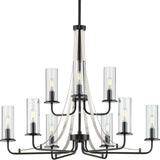 Progress Lighting Riley 9-Light Matte Black Traditional Chandelier
