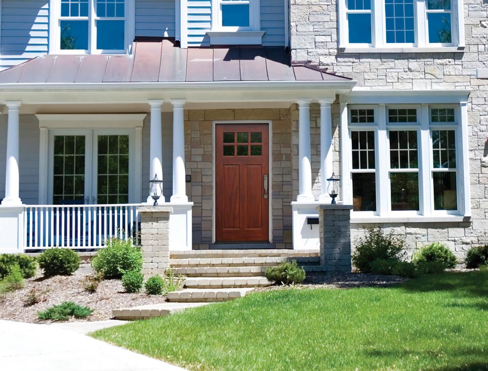 Creative Entryways Craftsman Mahogany Front Door with Clear Glass