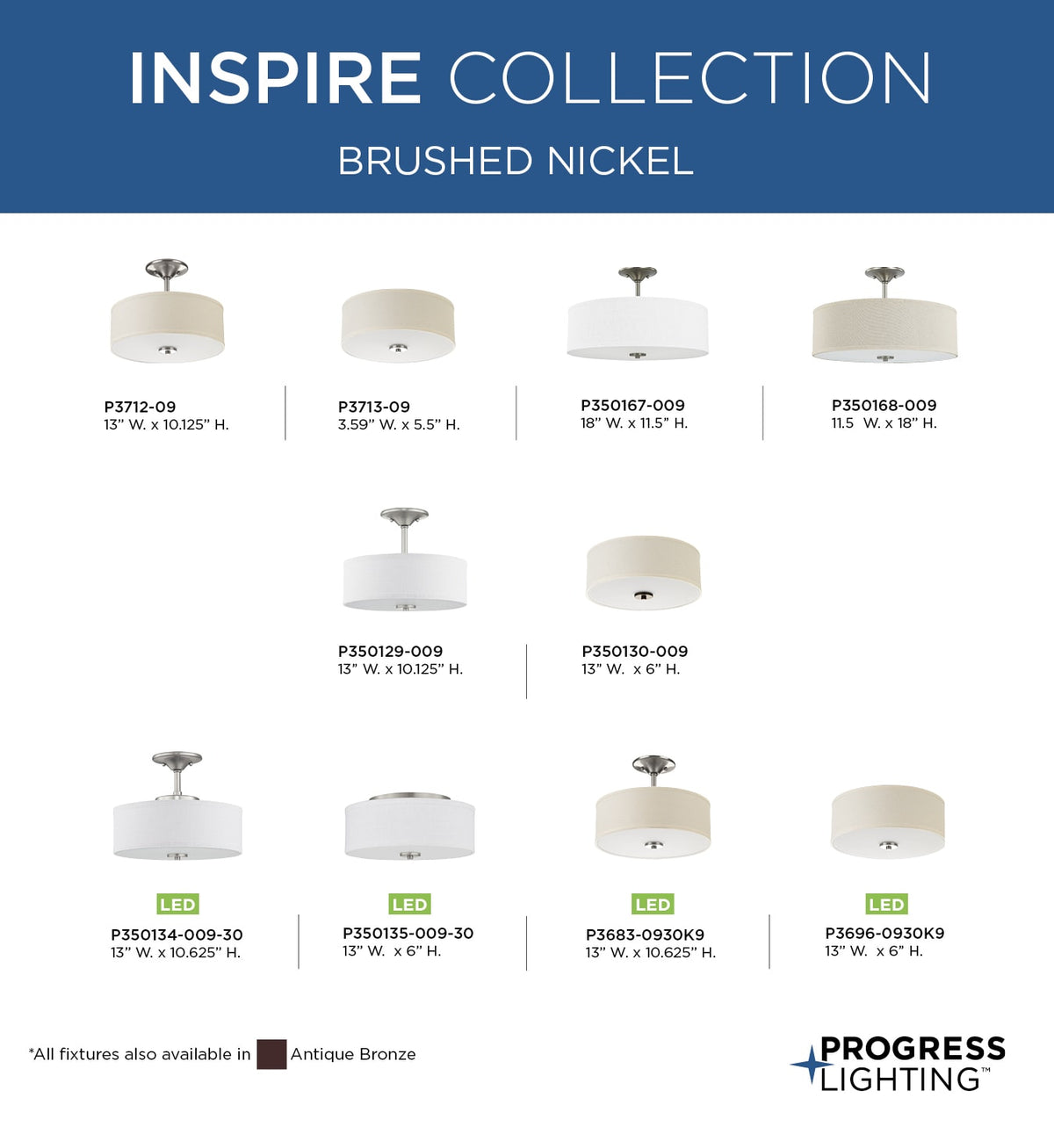 Progress Lighting Inspire 3-Light Antique Bronze Transitional Tinted Glass Drum Medium Hanging Pendant Light