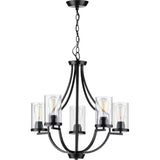 Progress Lighting Lassiter 5-Light Matte Black Traditional Chandelier