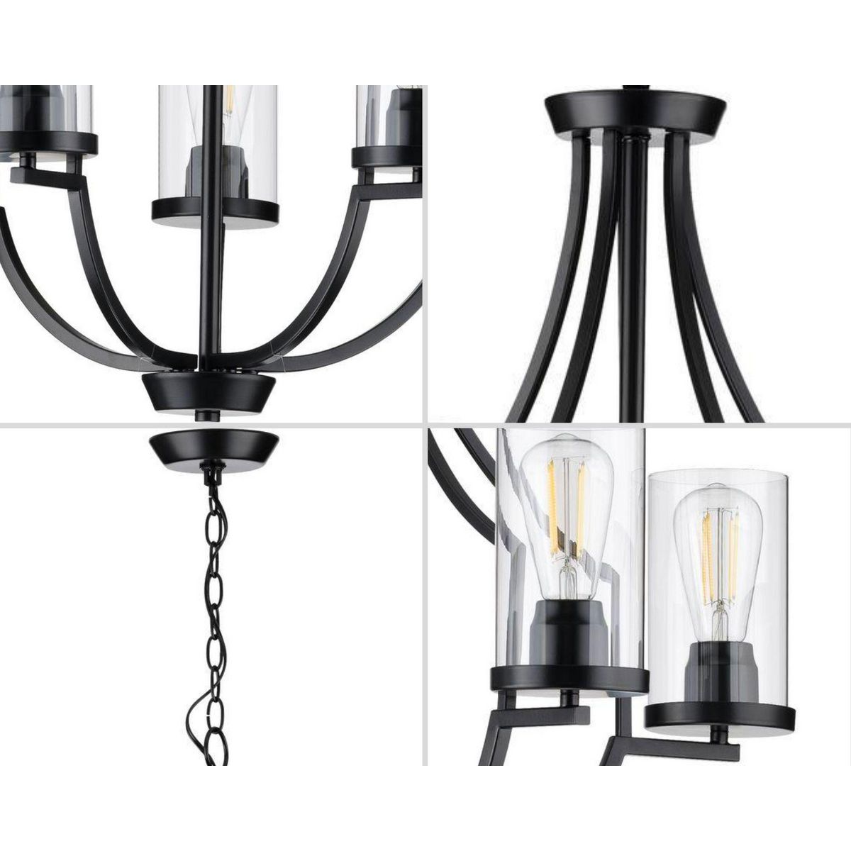 Progress Lighting Lassiter 5-Light Matte Black Traditional Chandelier