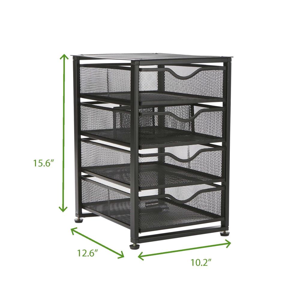 Mind Reader Black 4-Drawer 12.3-in File Cabinet