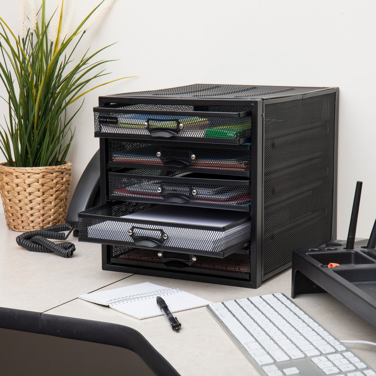 Mind Reader Durable Metal Storage Drawer- 10.75-in x 14-in x 11.25-in- 5 Drawers- Scratch Resistant- Black- Full Extension Glides- Easy Access- Assembly Required