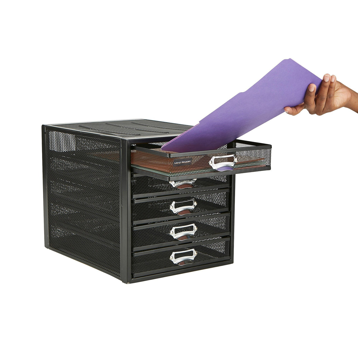 Mind Reader Durable Metal Storage Drawer- 10.75-in x 14-in x 11.25-in- 5 Drawers- Scratch Resistant- Black- Full Extension Glides- Easy Access- Assembly Required