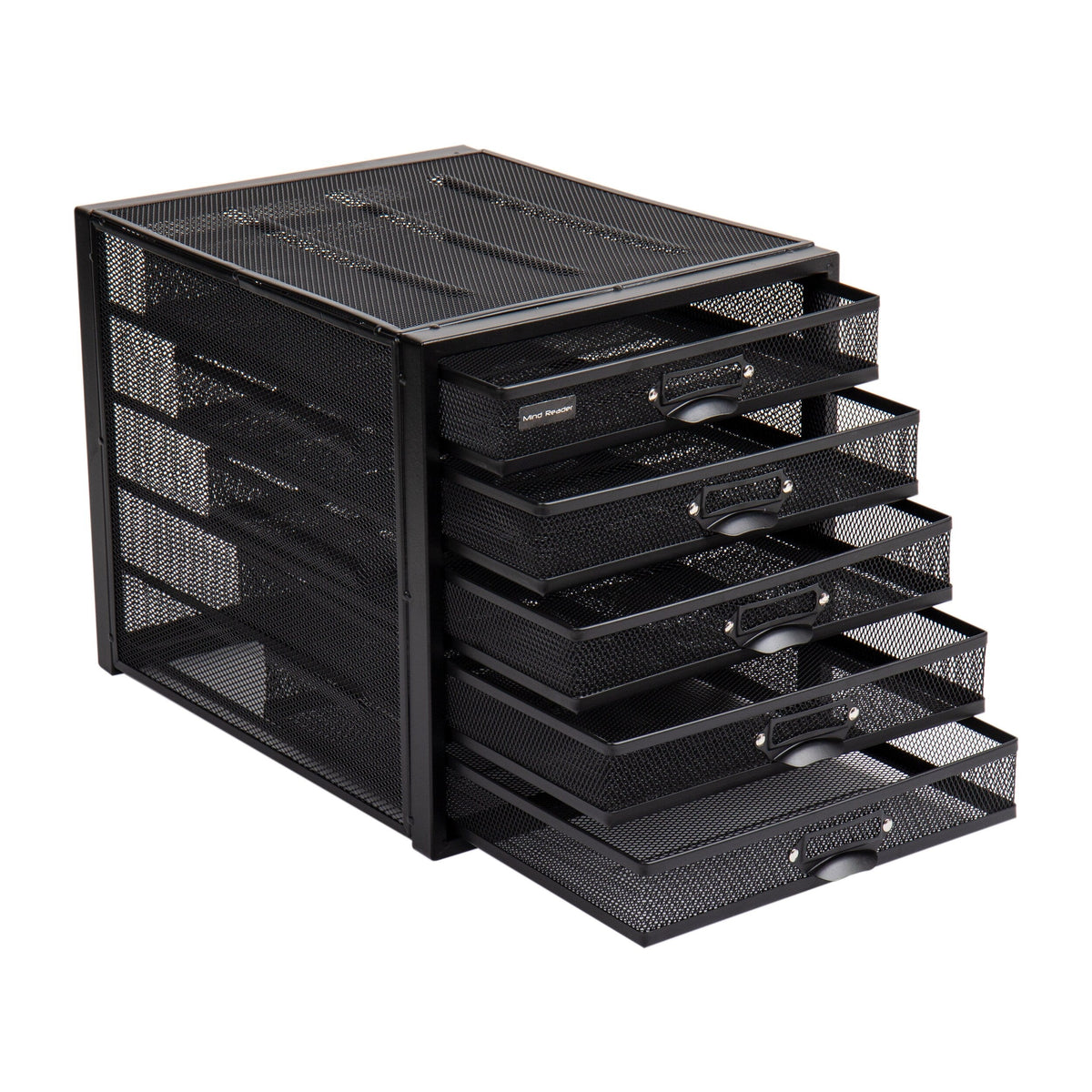 Mind Reader Durable Metal Storage Drawer- 10.75-in x 14-in x 11.25-in- 5 Drawers- Scratch Resistant- Black- Full Extension Glides- Easy Access- Assembly Required