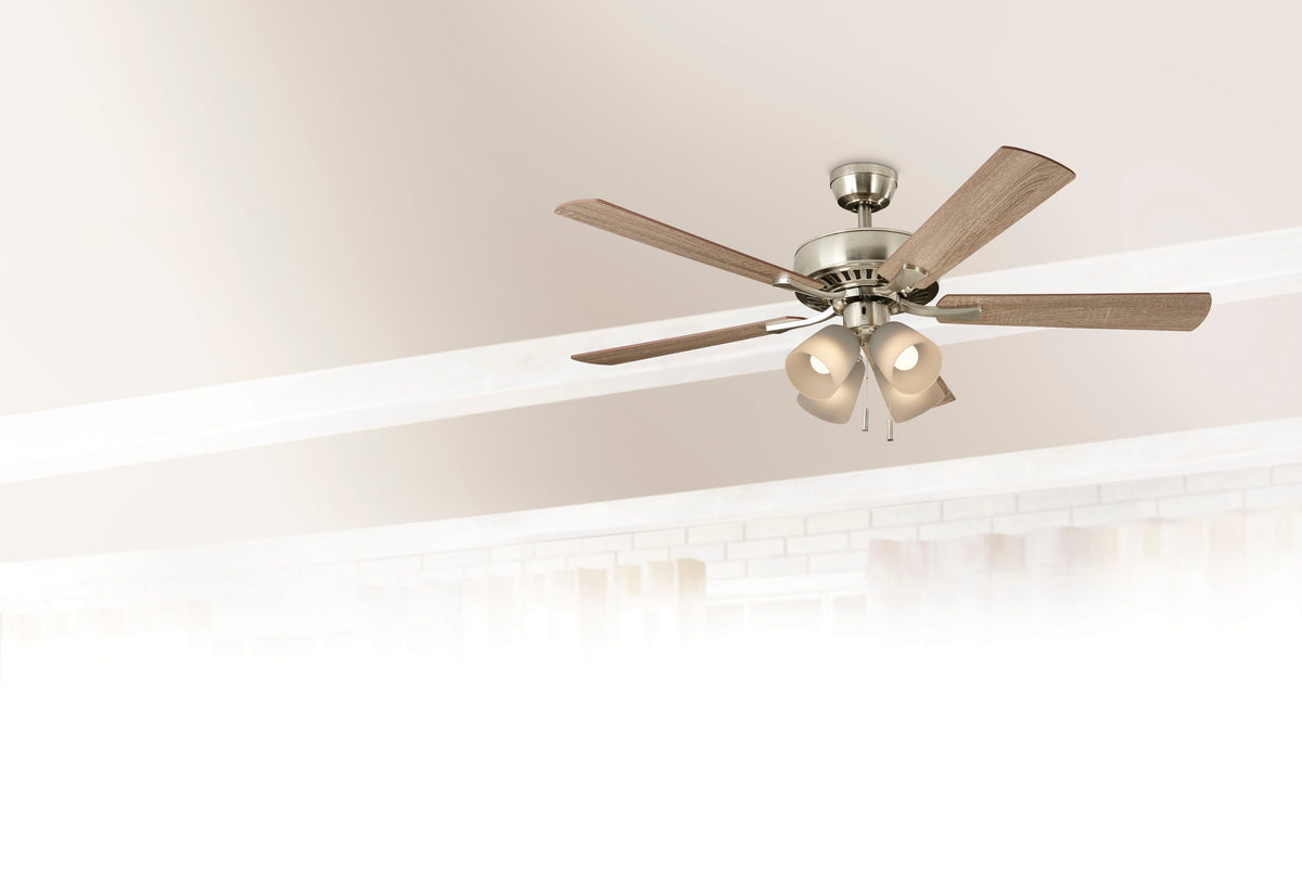 Harbor Breeze Grace Bay 52-in Brushed Nickel LED Indoor Ceiling Fan with Light Kit (5-Blade)