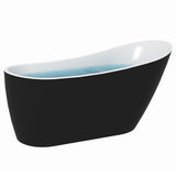 59 in. Acrylic Stand Alone Flatbottom Freestanding Bathtub in Black - Super Arbor