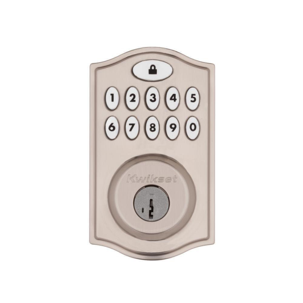 Z-Wave SmartCode Satin Nickel Single Cylinder Electronic Deadbolt featuring Tustin Hall/Closet Lever - Super Arbor