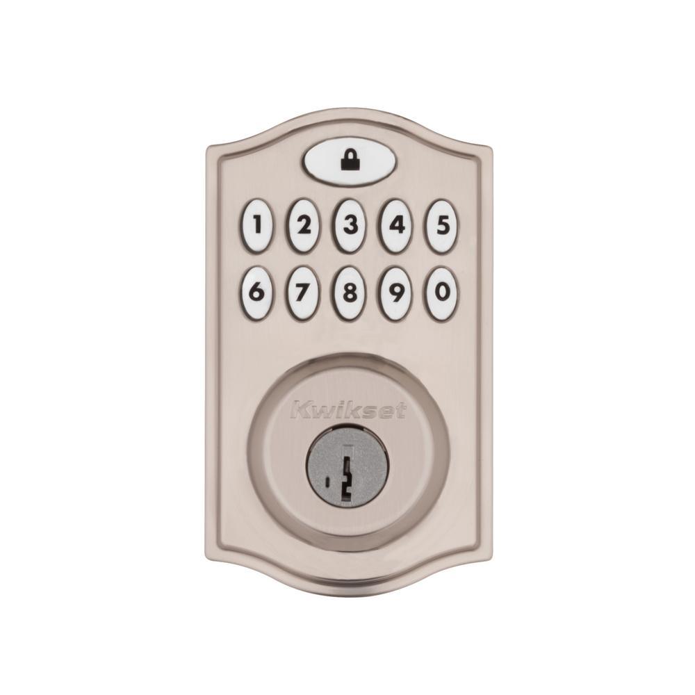 Z-Wave SmartCode Satin Nickel Single Cylinder Electronic Deadbolt featuring Tustin Hall/Closet Lever - Super Arbor