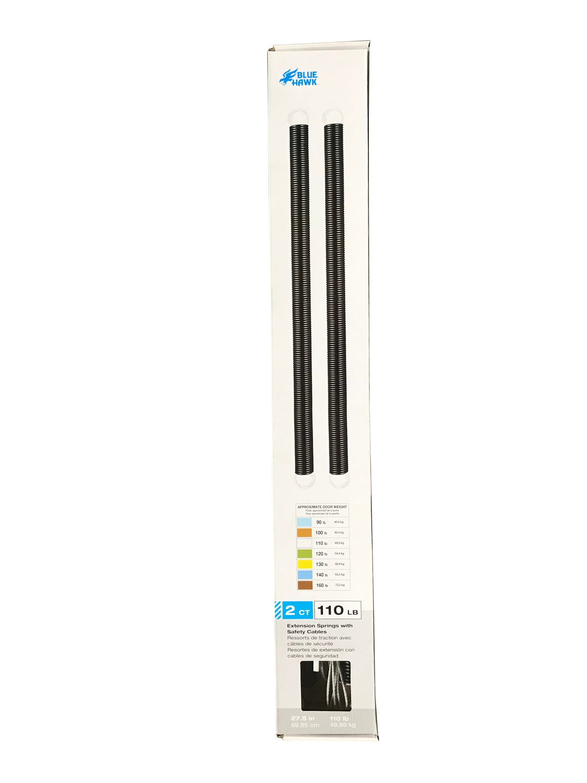 Blue Hawk 110-lb 2-Pack Black Steel Garage Door Extension Spring and Safety Cable