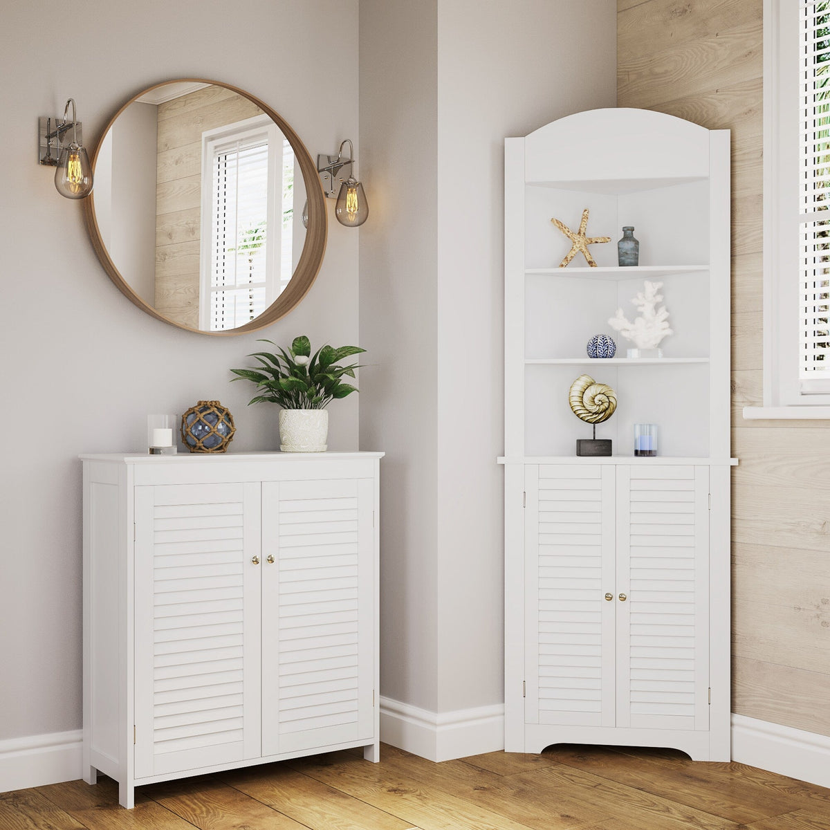RiverRidge Ellsworth 28.44-in x 32-in x 11.75-in White Freestanding Linen Cabinet