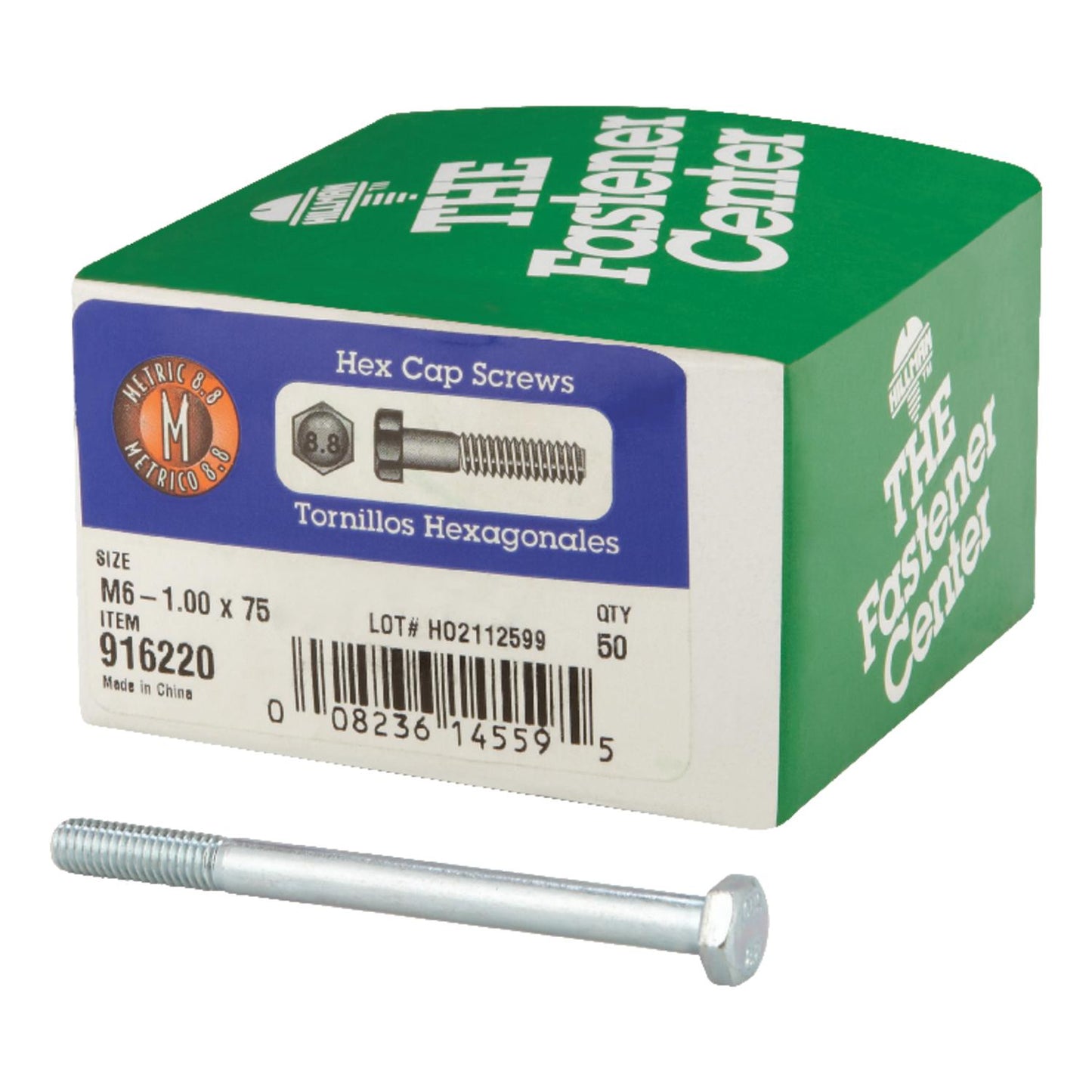 Hillman M6-1.00 mm x 75 mm Heat-Treated Steel Hex Head Cap Screws, 50-Pack
