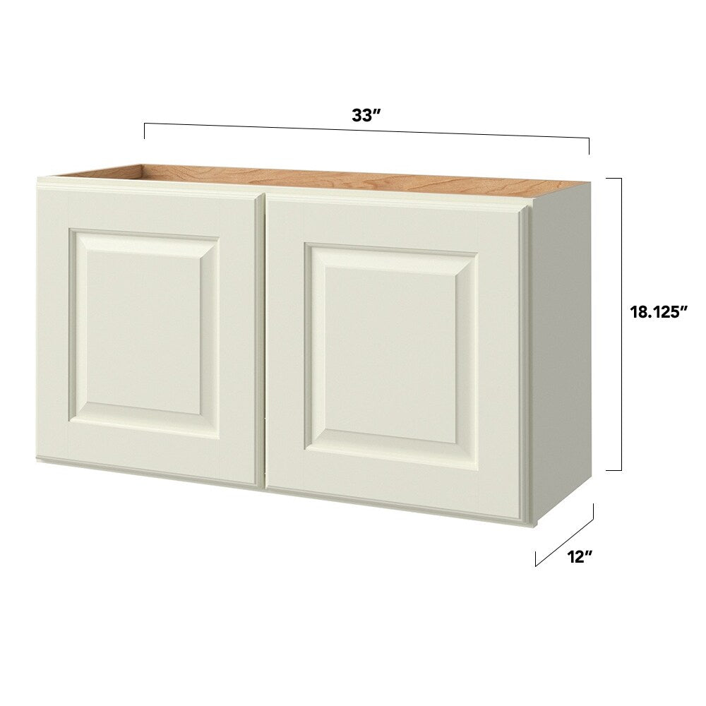allen + roth Pattingham 33-in W x 18.125-in H x 12-in D Harbor Wall Fully Assembled Cabinet (Raised Panel Square Door Style)