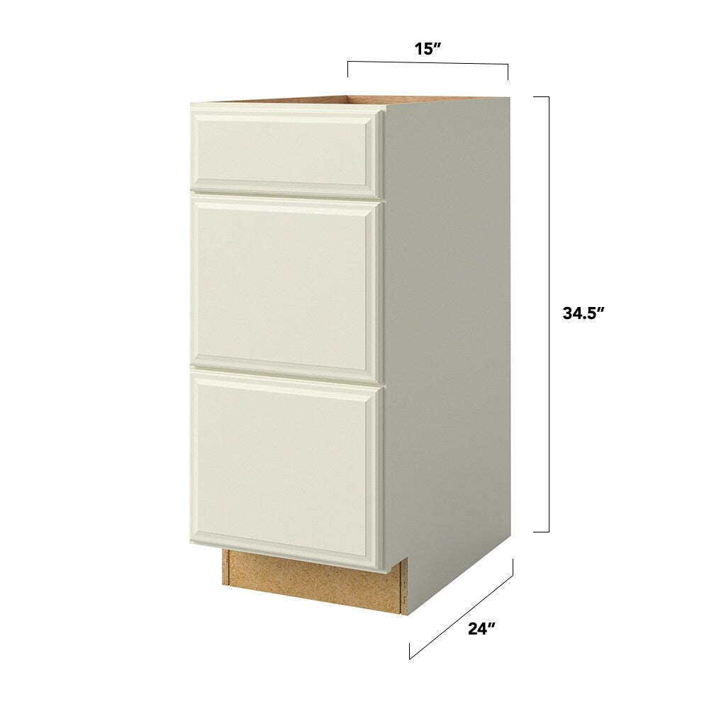 allen + roth Pattingham 15-in W x 34.5-in H x 24-in D Harbor 3-Drawer Base Fully Assembled Cabinet (Raised Panel Style)