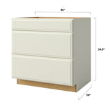 allen + roth Pattingham 36-in W x 34.5-in H x 24-in D Harbor 3-Drawer Base Fully Assembled Cabinet (Raised Panel Style)