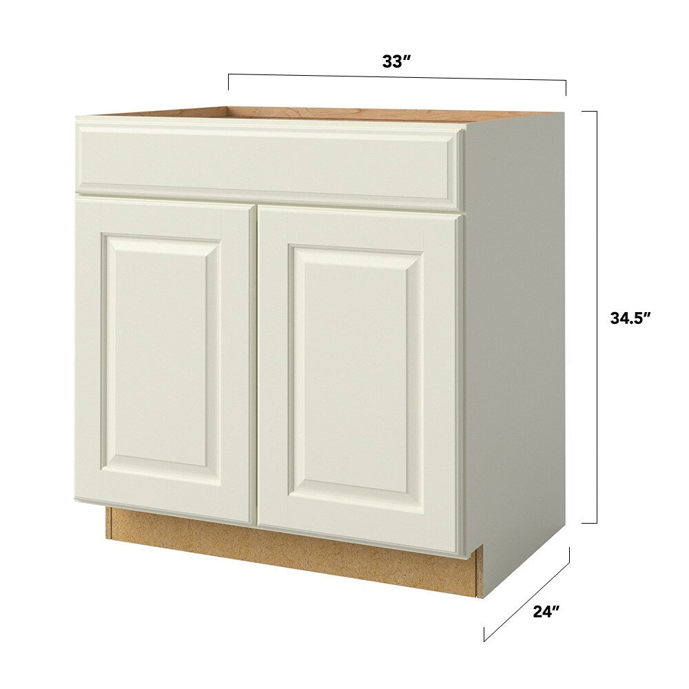 allen + roth Pattingham 33-in W x 34.5-in H x 24-in D Harbor 1-Drawer Base Fully Assembled Cabinet (Raised Panel Slab Door Style)