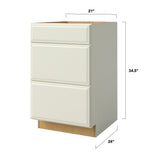 allen + roth Pattingham 21-in W x 34.5-in H x 24-in D Harbor 3-Drawer Base Fully Assembled Cabinet (Raised Panel Style)