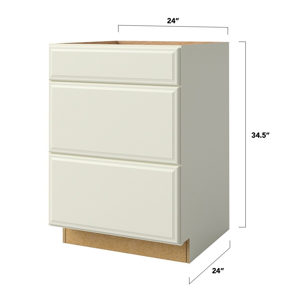 allen + roth Pattingham 24-in W x 34.5-in H x 24-in D Harbor 3-Drawer Base Fully Assembled Cabinet (Raised Panel Style)