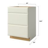 allen + roth Pattingham 24-in W x 34.5-in H x 24-in D Harbor 3-Drawer Base Fully Assembled Cabinet (Raised Panel Style)