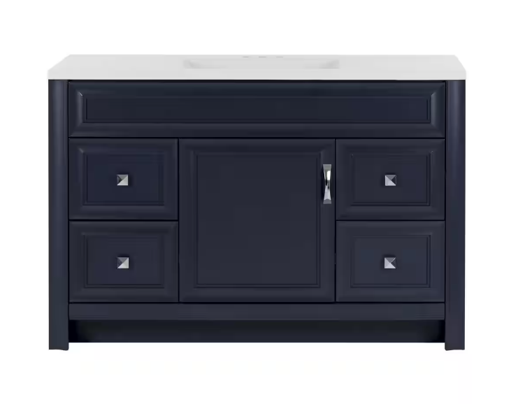 Candlesby 48 in. W x 19 in. D x 33 in. H Single Sink Bath Vanity in Deep Blue with White Cultured Marble Top