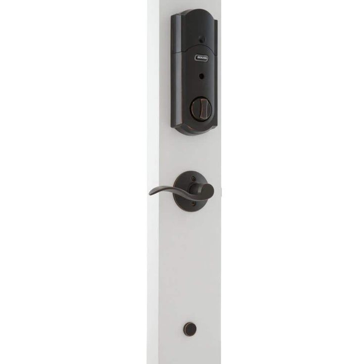 Camelot Aged Bronze Sense Smart Deadbolt and Camelot Handleset with Accent Lever with Camelot Trim