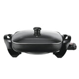 12 in. Black Non-Stick Electric Skillet with Glass Lid
