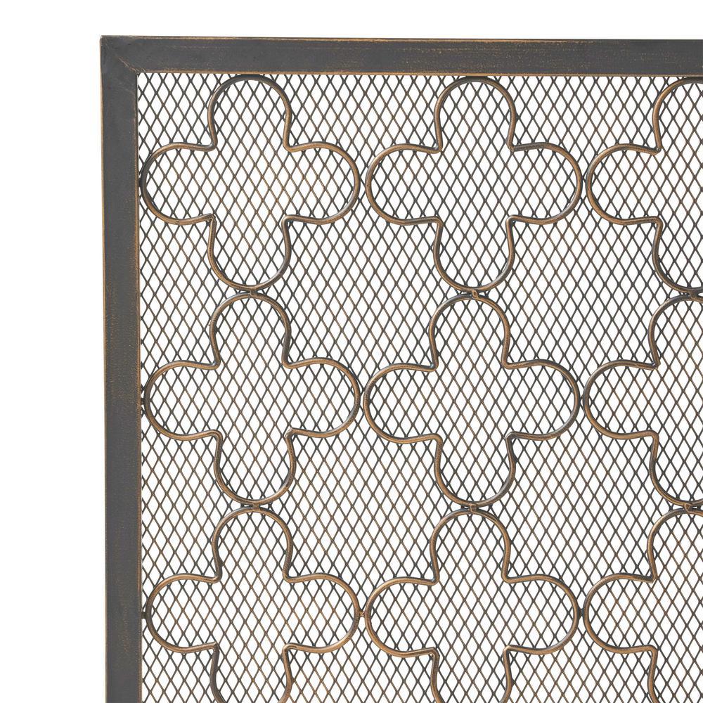 Alleghany Modern Black and Brushed Gold Single Panel Iron Fire Screen - Super Arbor