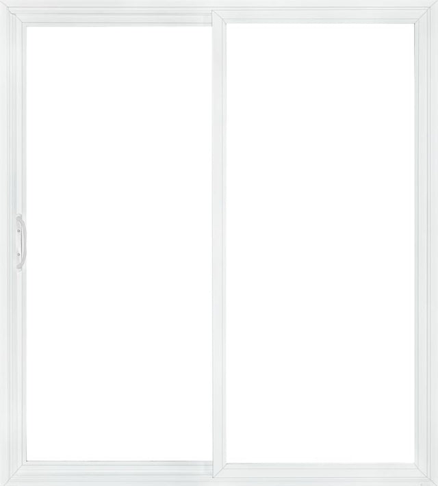 JELD-WEN V-4500 60-in x 80-in 4-9/16-in Low-e Argon Almond Vinyl Sliding Left-Hand Sliding Double Patio Door Screen Included
