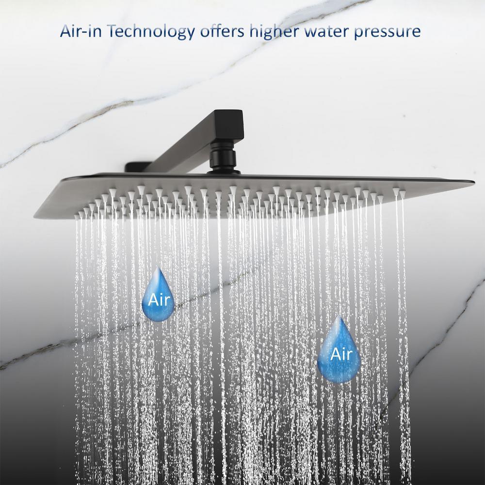 1-Spray Patterns with 2.5 GPM 10 in. 3-Way Wall Mount Rain Dual Shower Heads with Tub Shower Faucet in Matte Black - Super Arbor