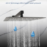 1-Spray Patterns with 2.5 GPM 10 in. 3-Way Wall Mount Rain Dual Shower Heads with Tub Shower Faucet in Matte Black - Super Arbor