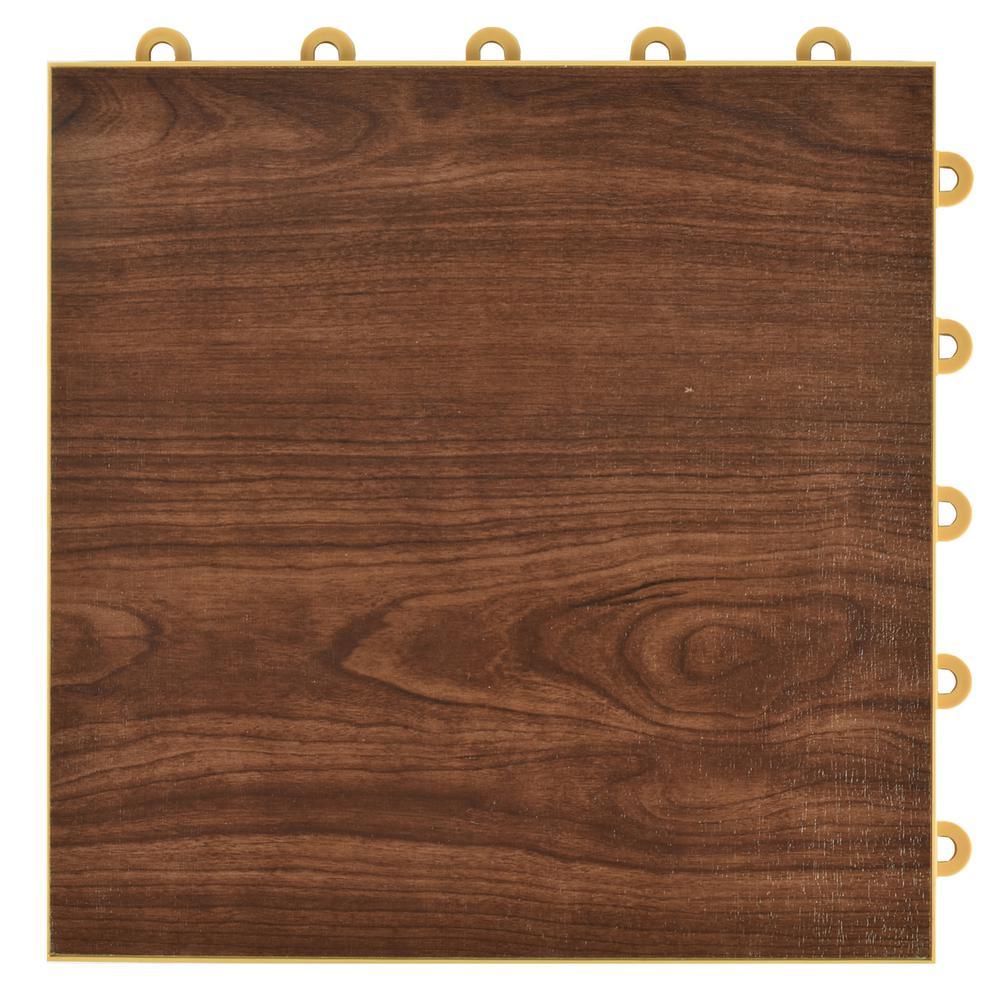 Greatmats Click Tile 12-1/8 in. x 12-1/8 in. Dark Oak Interlocking Basement Plastic and Vinyl Floor Tile (24-Pack) (24.5 sq. ft.)